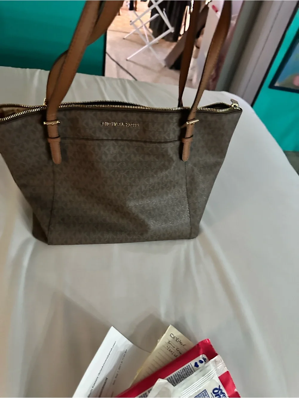 Coach Chocolate Pebbled Leather Shoulder Tote with Gold Hardware